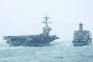 USS Abraham Lincoln Conducts replenishment-at-sea with USNS Henry J. Kaiser
