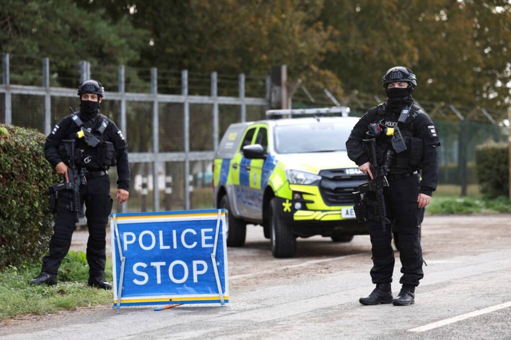FILE PHOTO: Men arrested on suspicion of offences under the Explosives Act, in Fairford