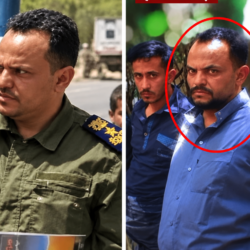 محمد سعيد مهيوب الجنيد في صورتين قبل وبعد أسره في جبهات الريف الغربي لمدينة تعز